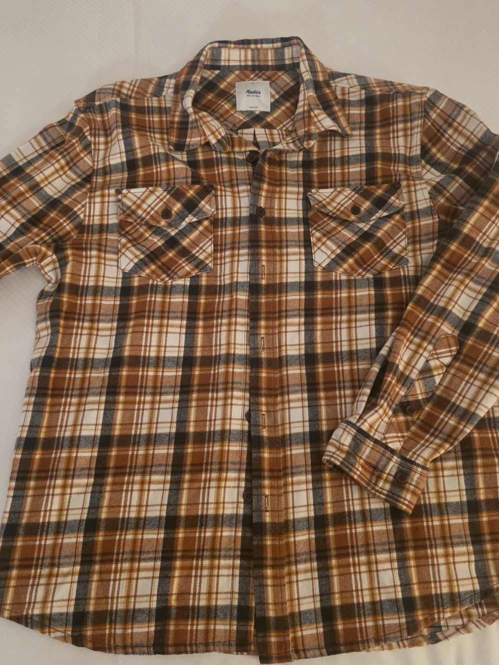 Katin Fred Brown and Vintage White Plaid Midweight Shirt Jacket